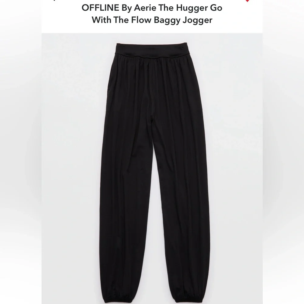 NWT OFFLINE by aerie “The Hugger” Go with the Flow baggy jogger size S, black. - Picture 4 of 7